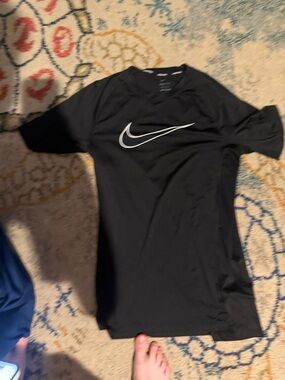 Nike Black Tee with White Swoosh Logo